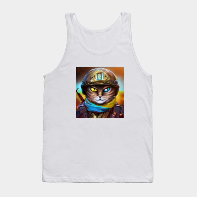 Cat Ukrainian Soldier Tank Top by Marysha_art